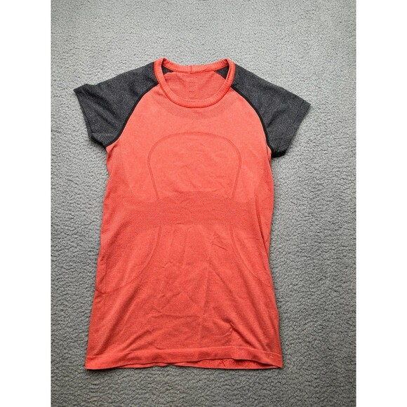 Lululemon Swiftly tech salmon and gray capped sleeve sz 8 - Picture 1 of 8